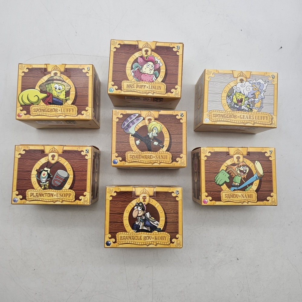 McDonald's SpongeBob x One Piece 7 Toy Lot Luffy Nami Sanji Usopp Koby Linlin